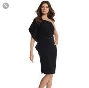 Ruffle sheath one shoulder black dress